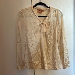 Tory Burch ivory silk blouse with tie